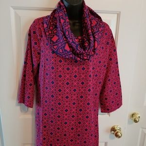 NEW Mud Pie Pink & Blue Brooke Scarf Dress